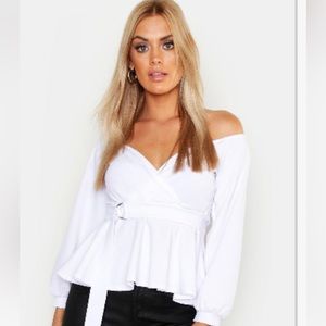 Plus crepe off the shoulder wrap peplum top *Never worn*